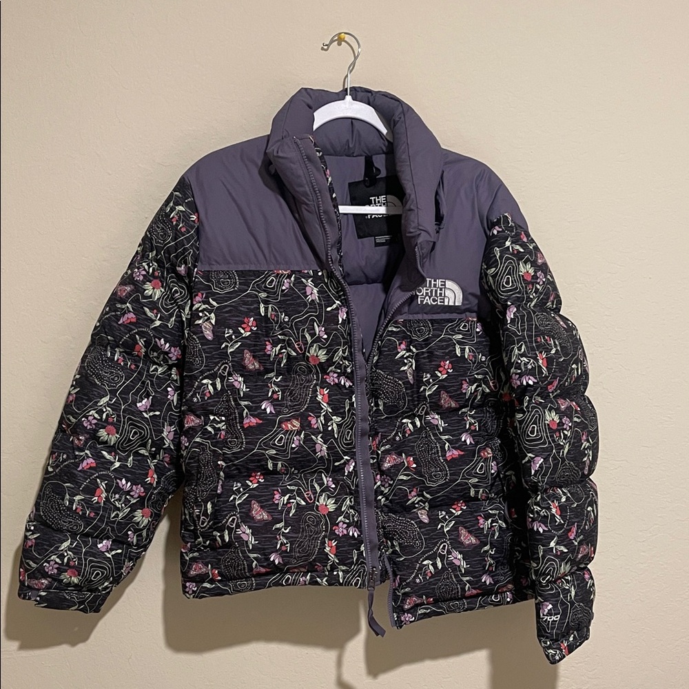 The North Face Nuptse jacket - Black and Purple Floral